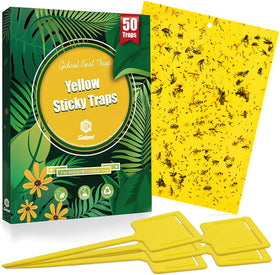 Gideal yellow sticky traps on 6x8 inch sheets attract flying pests.