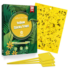 Gideal dual-sided yellow sticky trap front view attracts pests for quick monitoring.