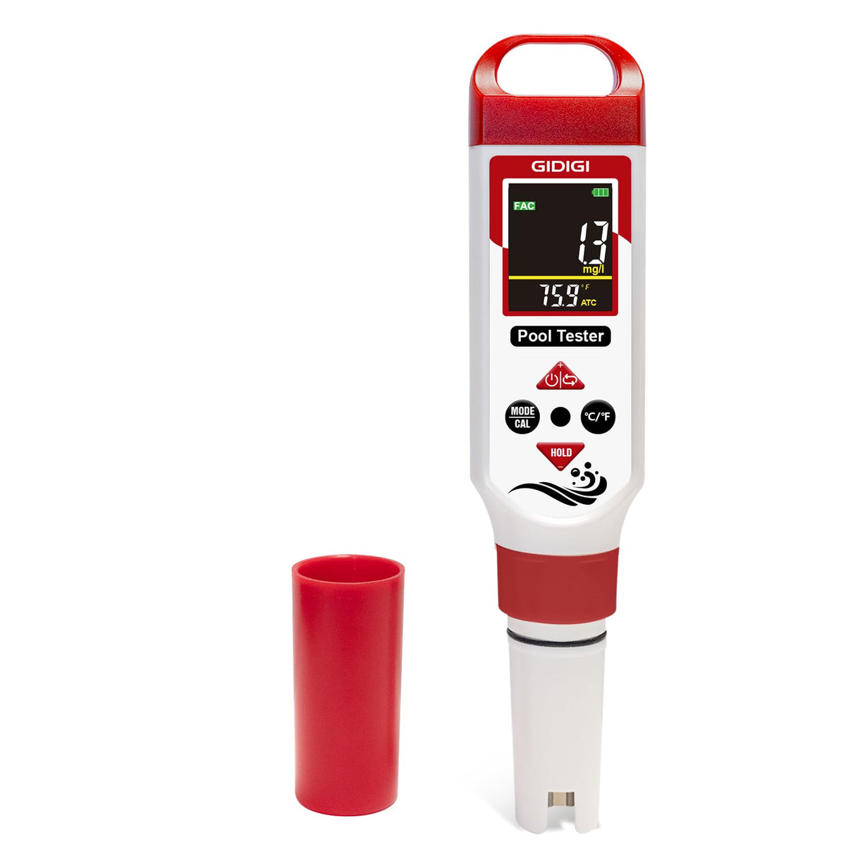 GIDIGI 7-in-1 tester with backlit display for easy pool and spa readings.