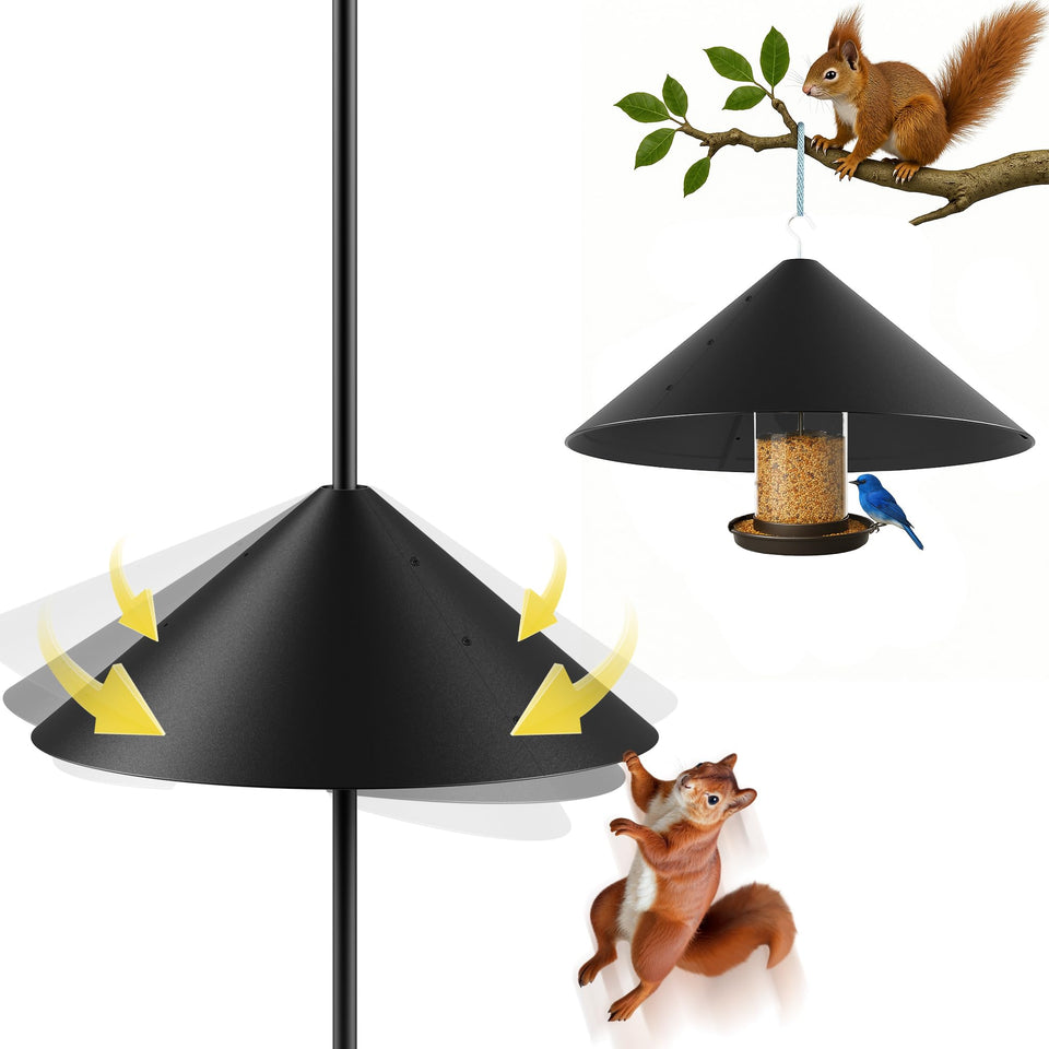 GIEERE 19-inch metal squirrel baffle guards bird feeders from intruders and weather
