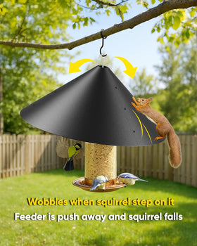 GIEERE dome shields seeds while deterring squirrels at feeder setups