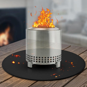 GIESIOE 20-inch fire pit mat on a table protecting from embers and heat