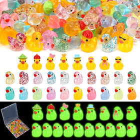 GIFOHAPY glow-in-dark resin ducks illuminate nighttime mini landscapes for creative dioramas