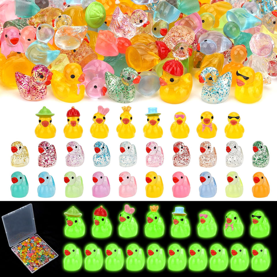 GIFOHAPY glow-in-dark resin ducks illuminate nighttime mini landscapes for creative dioramas