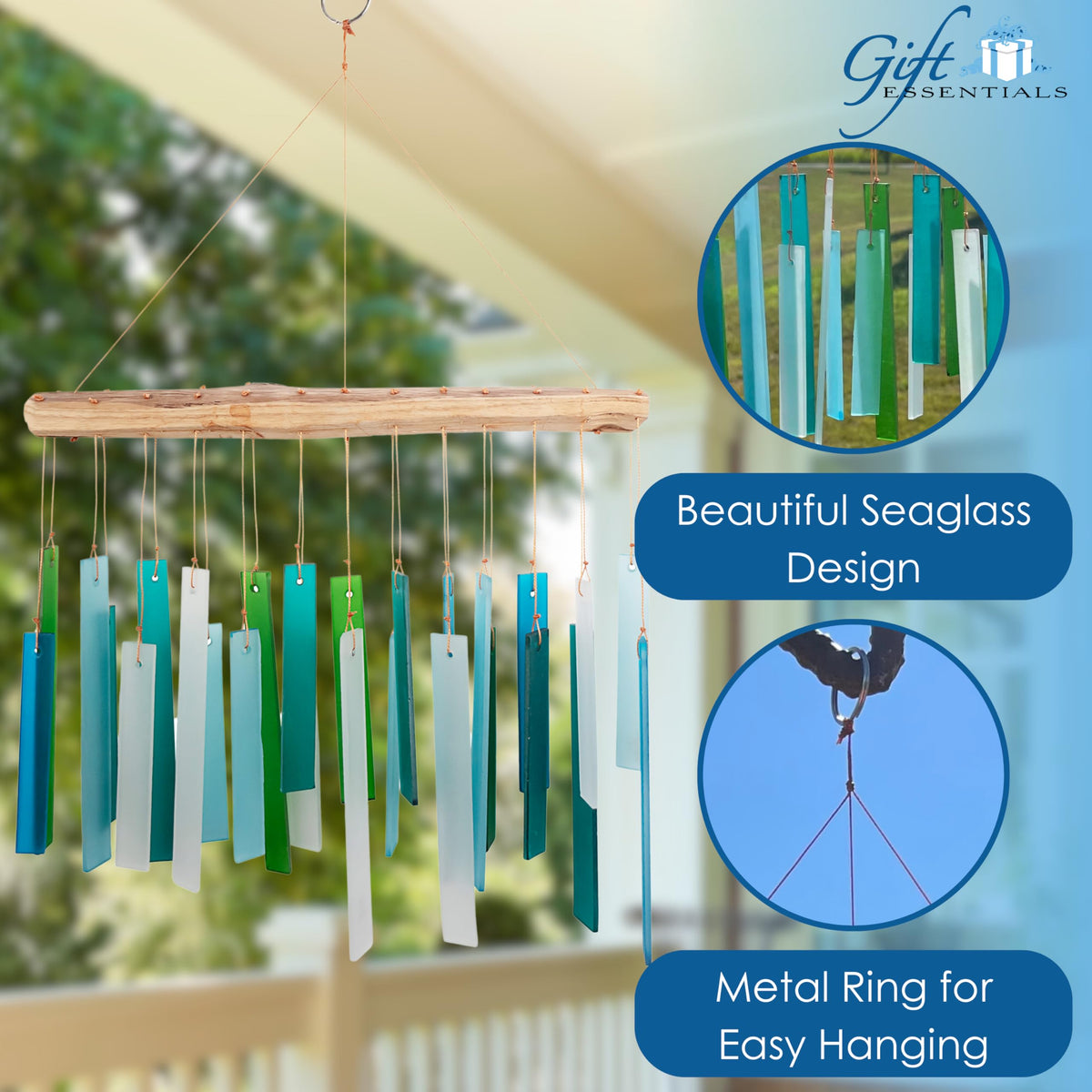 Gift Essentials driftwood found wood chime showcases natural texture and coastal charm