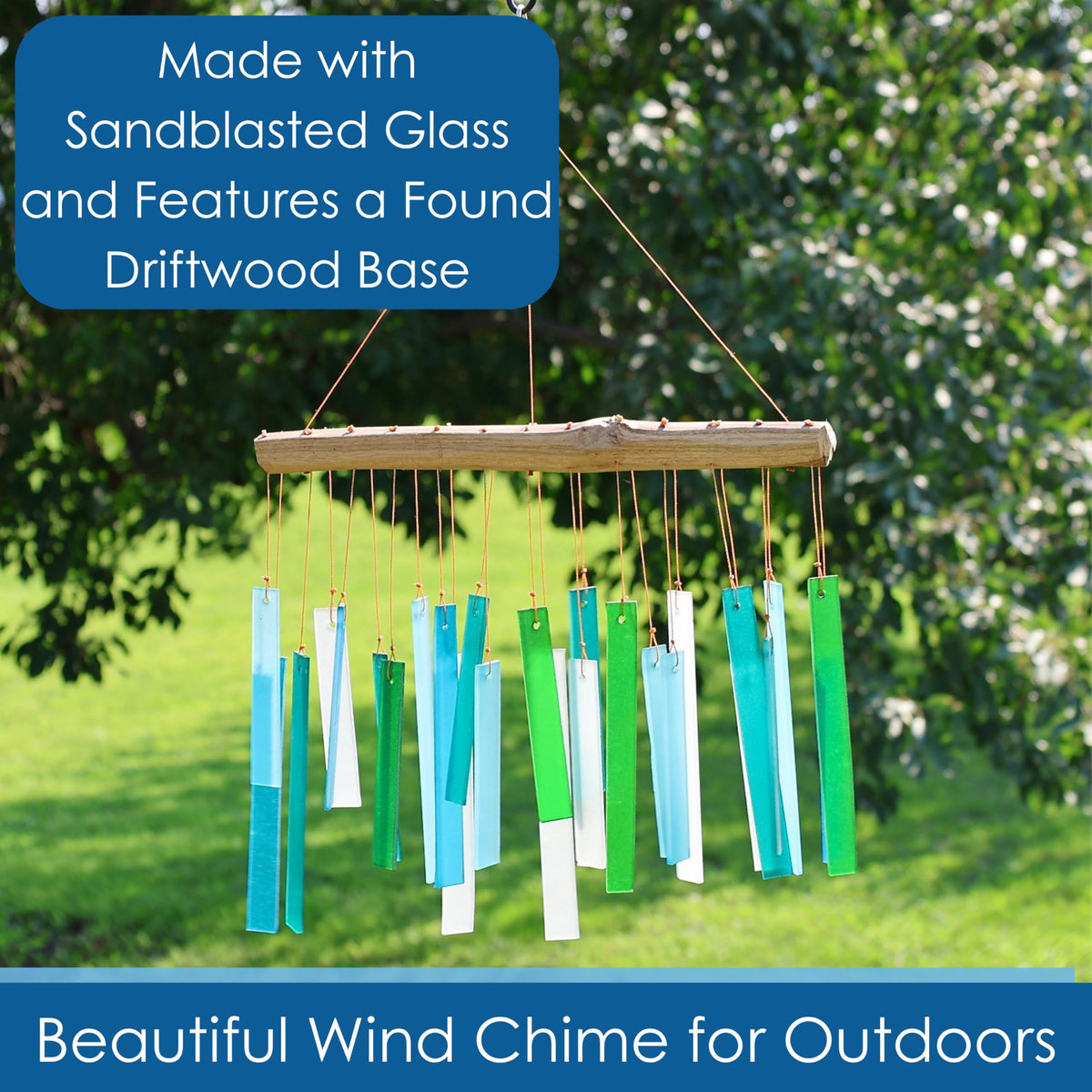 Gift Essentials sandblasted glass bright colors chime adds light-catching shimmer