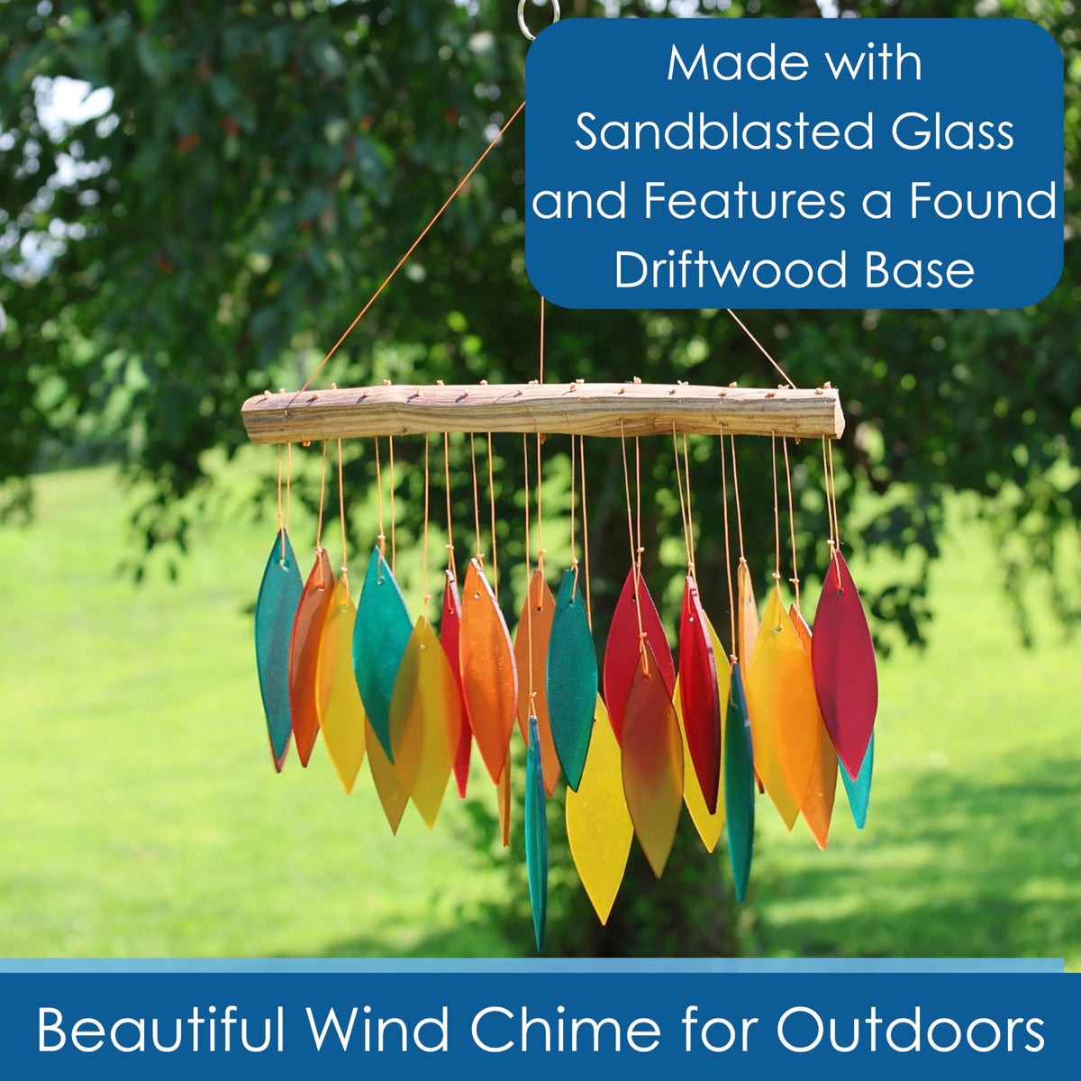 Gift Essentials sandblasted glass chime features bright colors and a gentle tone