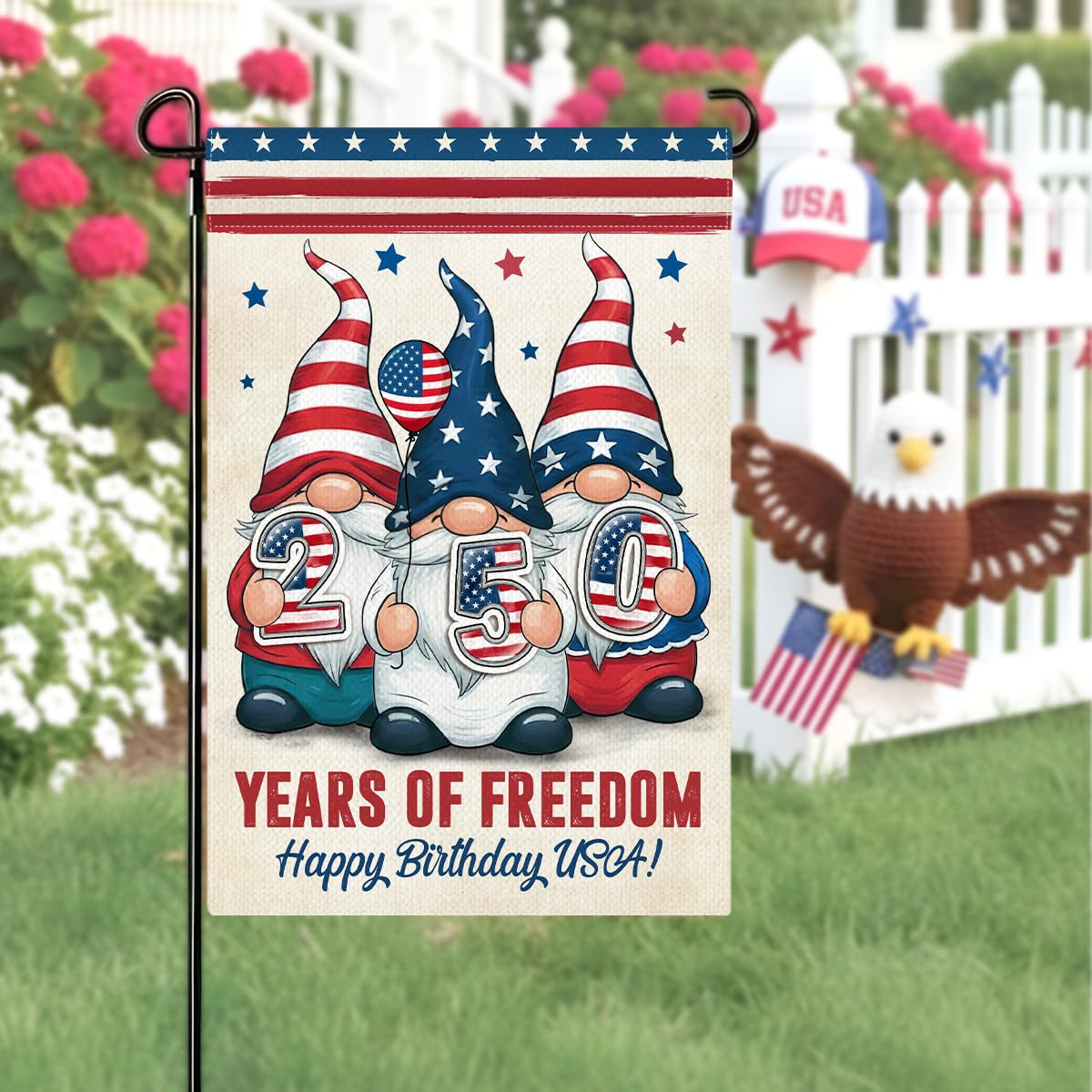 Gift Glow garden flag 12x18 size fits standard flag stands.