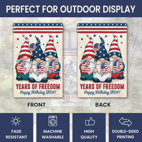 Gift Glow Gnome 250-year flag, back double-sided design for versatile yard decor.