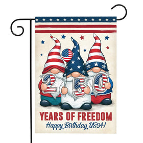 Gift Glow Gnome 250-year flag, front double-sided patriotic gnomes for outdoor display.