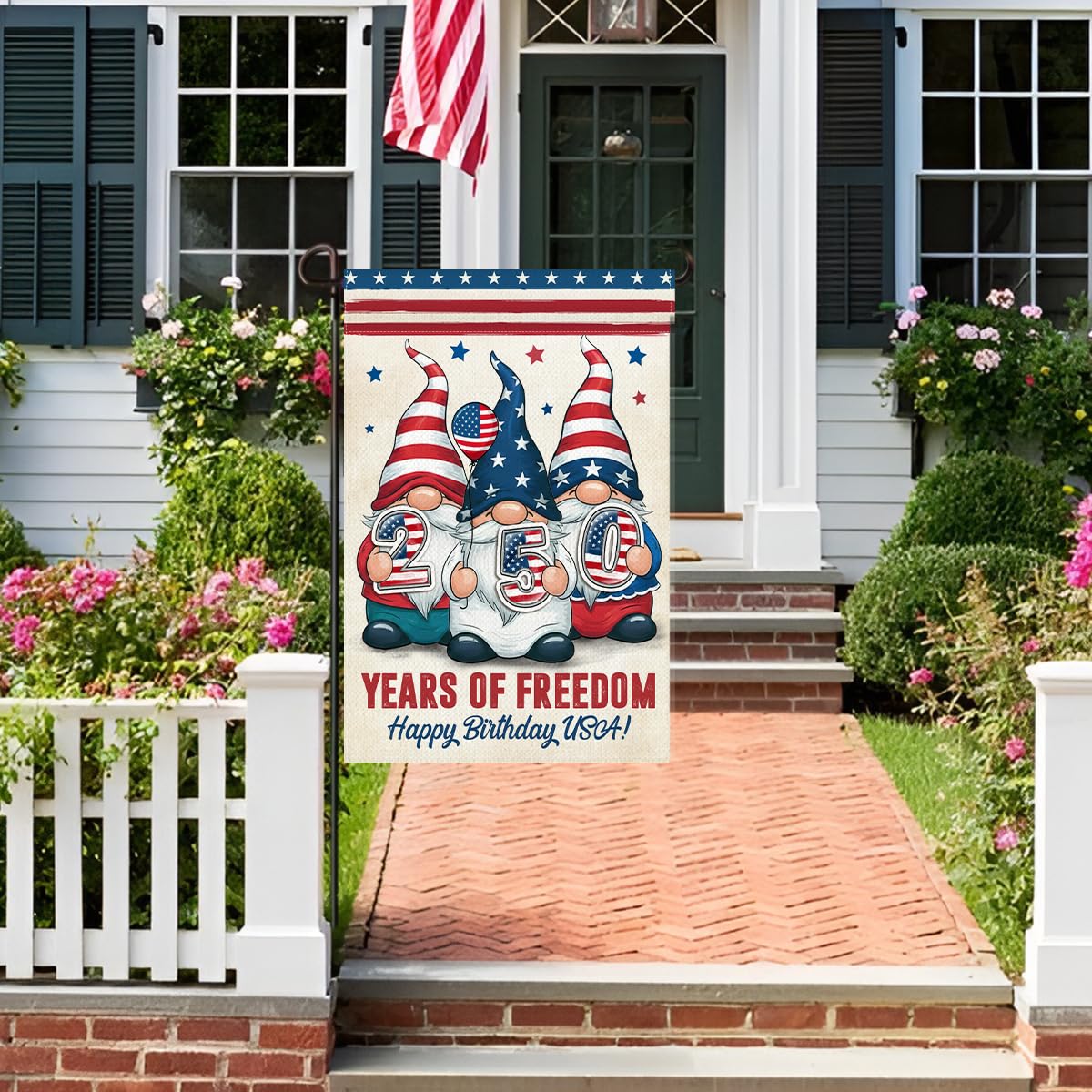 Gift Glow outdoor-ready flag for porches, lawns, and front yards.