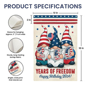 Gift Glow patriotic gnomes detail highlights festive red white blue hues.