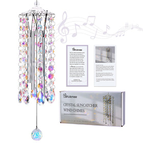 GiftAmaz crystal suncatcher wind chimes create light and sound decor.