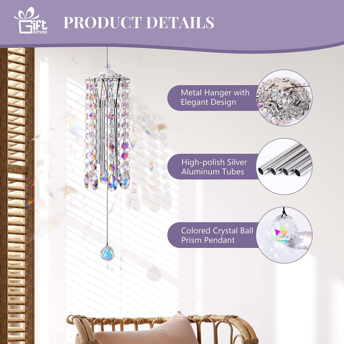 GiftAmaz crystal wind chimes arrive in an elegant gift box for gifting.