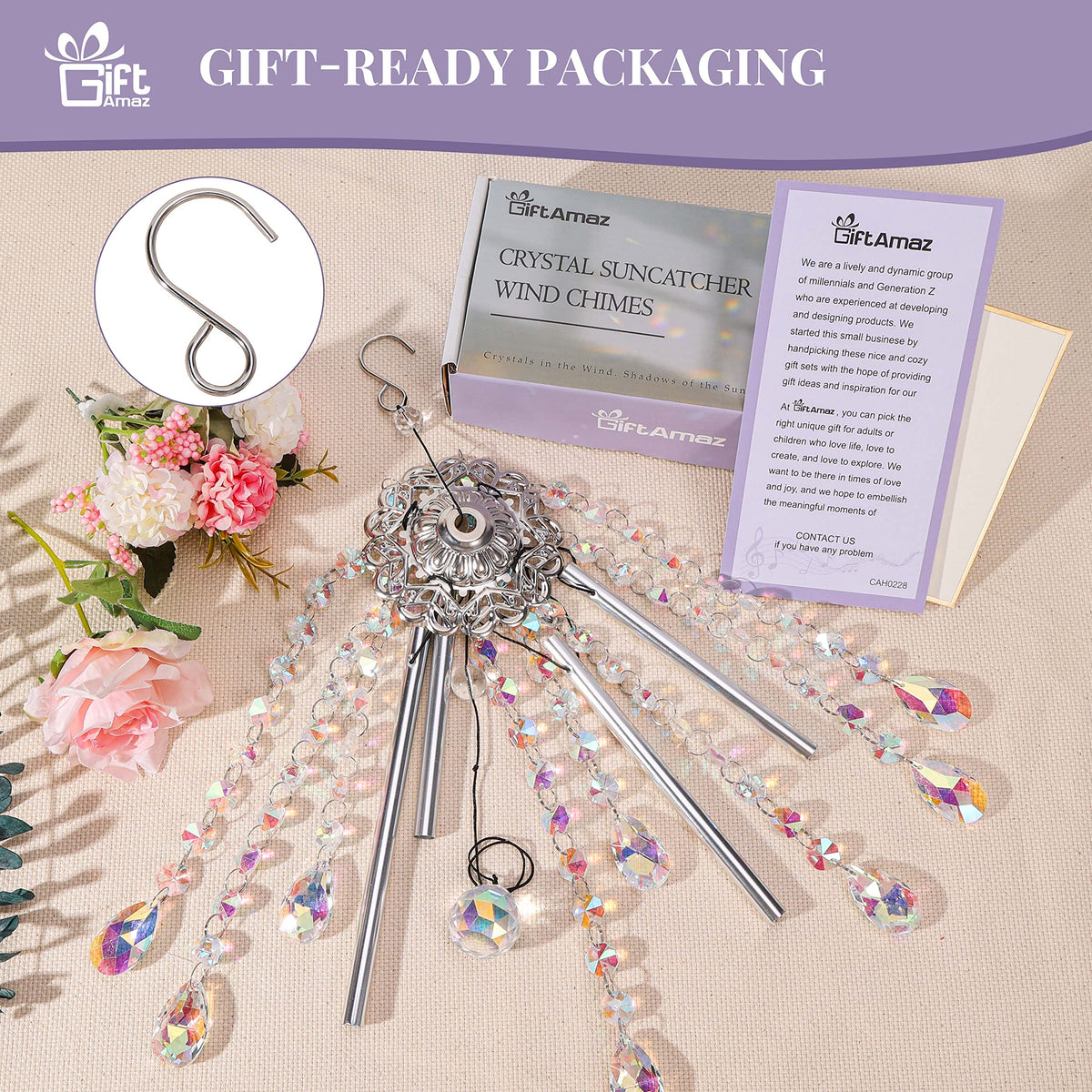 GiftAmaz drop-shaped K9 crystal pendant brings sparkle and focal charm.