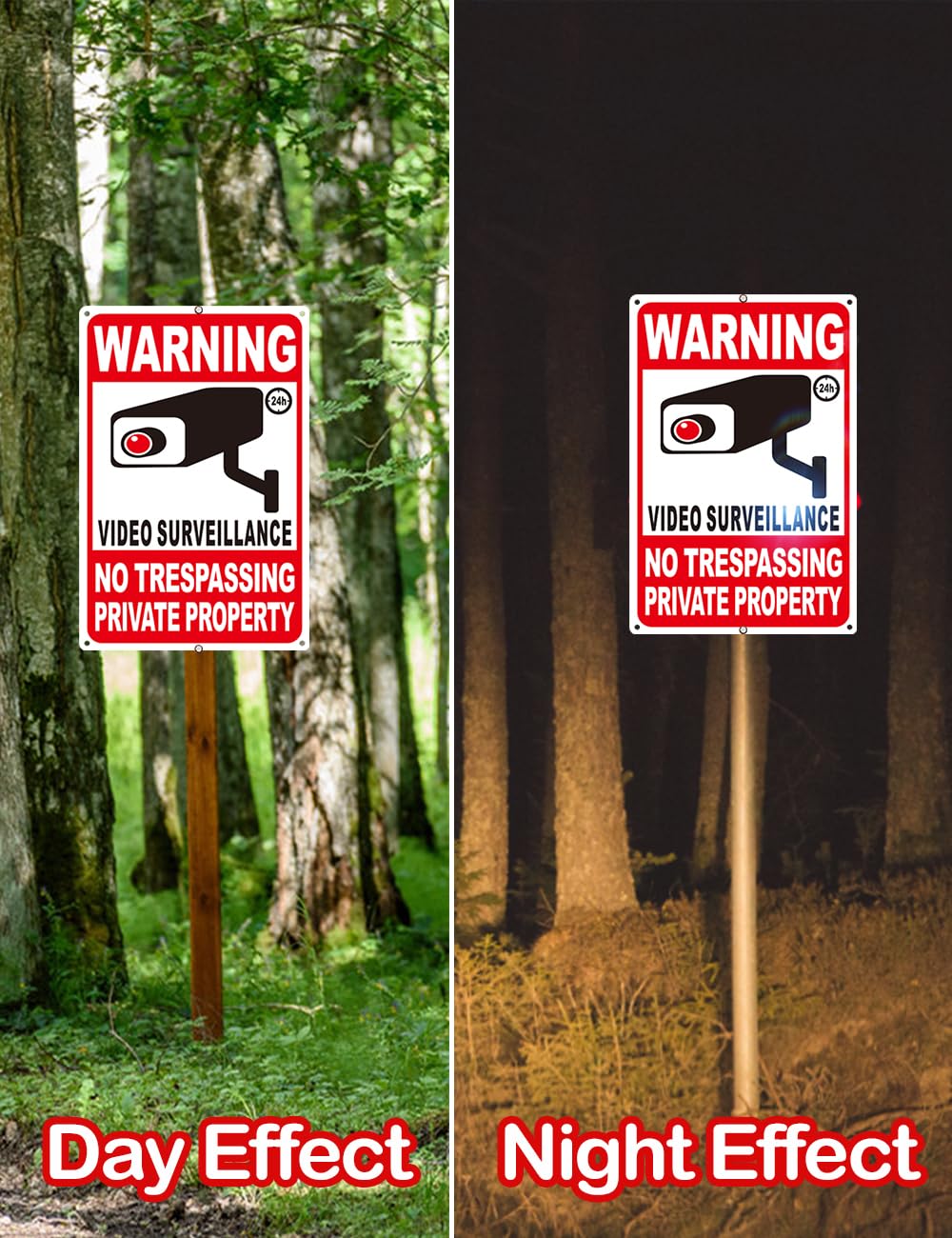 Giftape sign with four pre-drilled holes supports easy mounting.