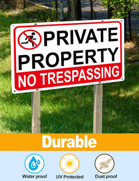 Giftape front-gate no trespassing sign, high visibility in any light.