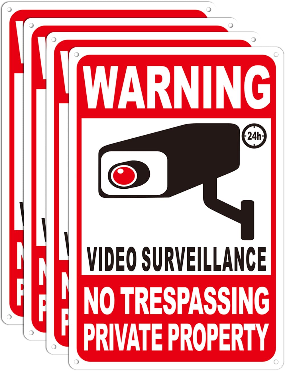 Giftape no-trespassing sign with camera icon for clear deterrence at property borders.