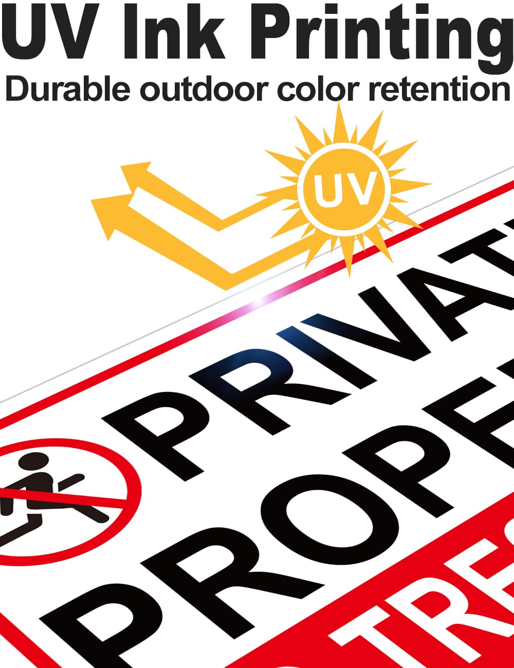 Giftape private-property sign 8x12 with reflective coating for nighttime visibility.