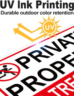 Giftape private-property sign 8x12 with reflective coating for nighttime visibility.