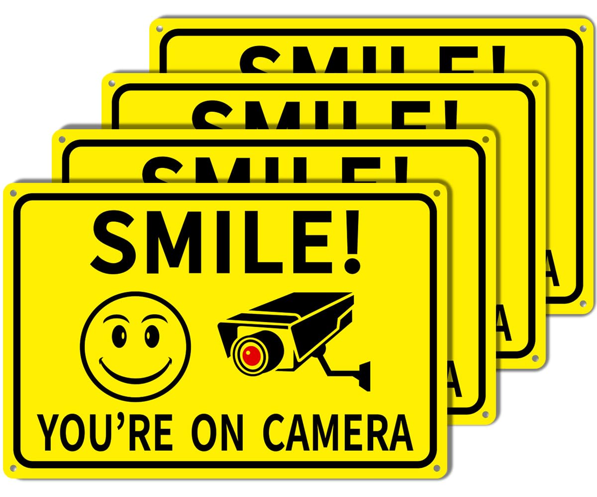 Giftape Smile You're On Camera sign clearly marks surveillance for homes