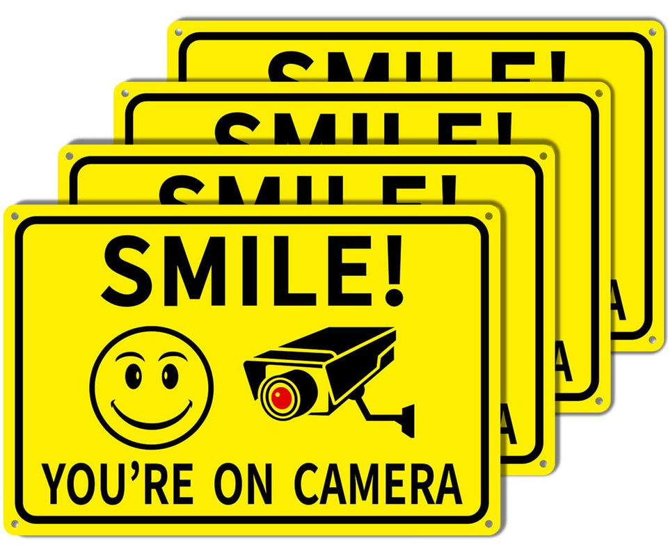 Giftape Smile You're On Camera sign clearly marks surveillance for homes