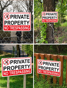 Giftape wall-mount no trespassing sign, 8x12, sturdy privacy reminder.