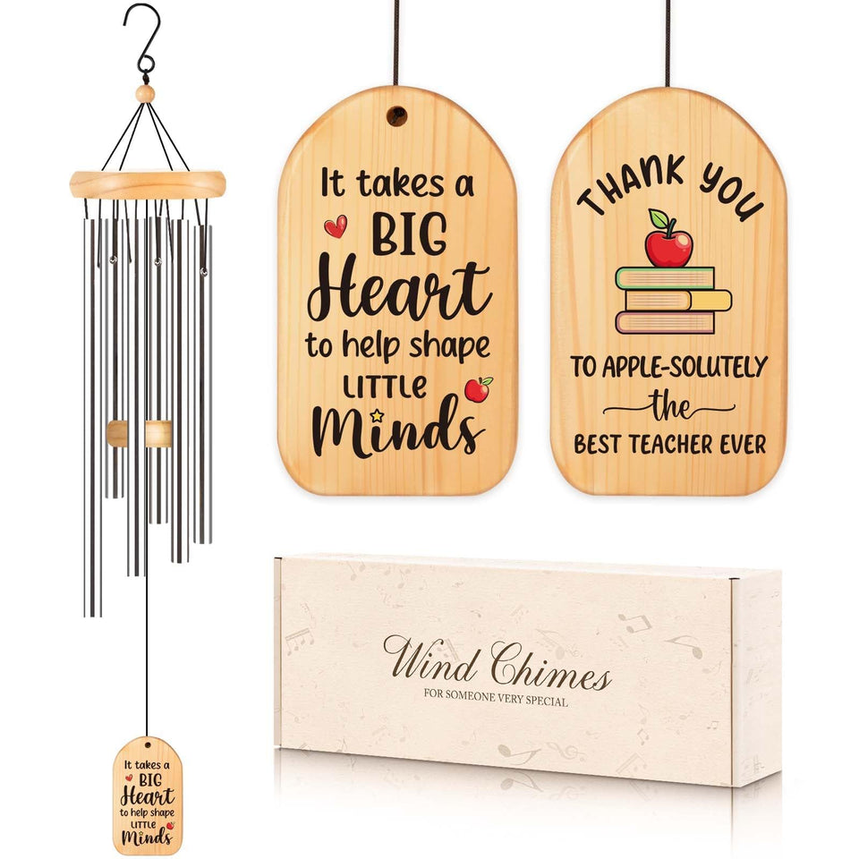 GiftChant teacher wind chime pendant detail with engraved message for gifting