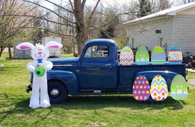GiftExpress colorful print on giant yard sign enhances outdoor Easter decor