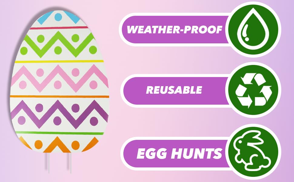 GiftExpress oversized egg signs are designed for seasonal storage and reuse