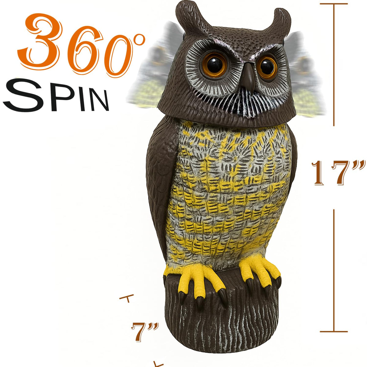 GiftExpress owl decoy shows LED eyes that activate on motion to deter pests.