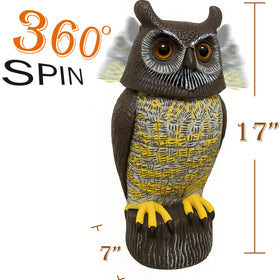 GiftExpress owl decoy shows LED eyes that activate on motion to deter pests.