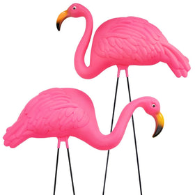 GiftExpress pink flamingos stand 24 inches tall, ideal for eye-catching lawn decor.