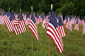 GiftExpress flag display setup for school or office events.