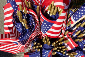 GiftExpress vibrant red, white, and blue colors on American flags.