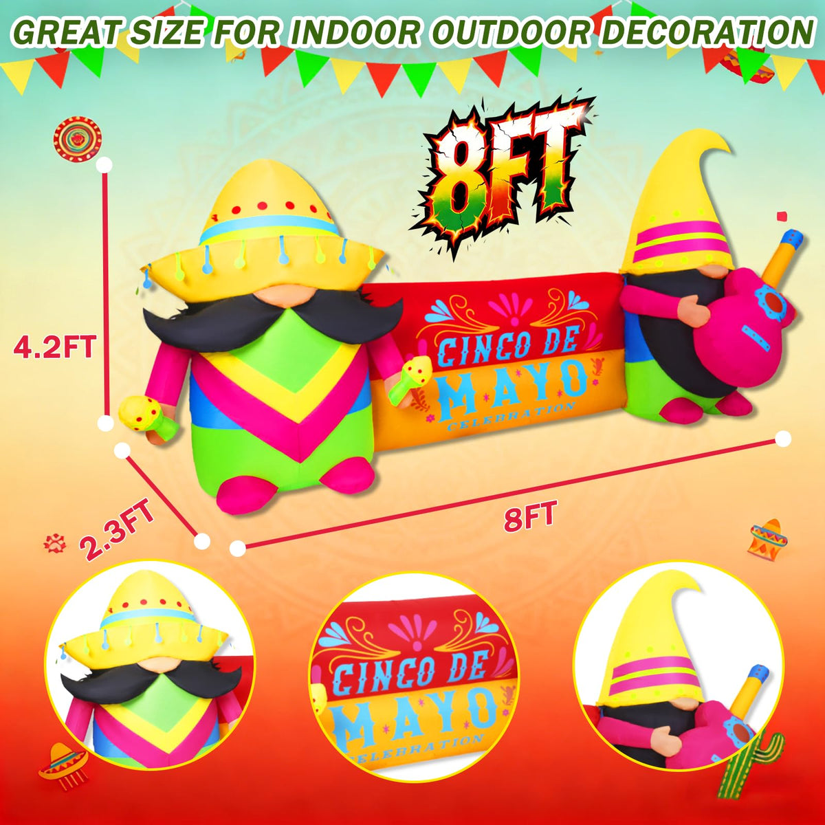 GIFTFIND 8FT night LED glow inflatable lighting the yard