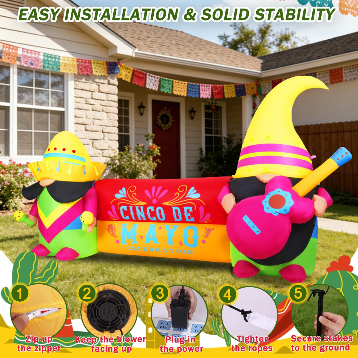 GIFTFIND Cinco de Mayo inflatable with vibrant colors enhances patio decor