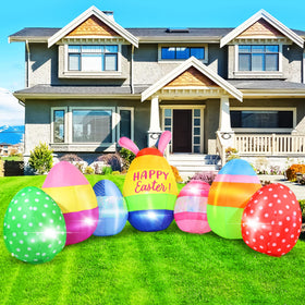 GIFTFIND Easter Eggs Inflatable, 10ft long, ideal for a vibrant outdoor yard display