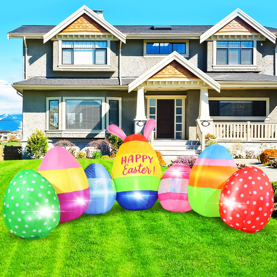 GIFTFIND Easter Eggs Inflatable, 10ft long, ideal for a vibrant outdoor yard display