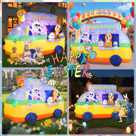 GIFTFIND LED-lit inflatable bus lights up your yard for evening events