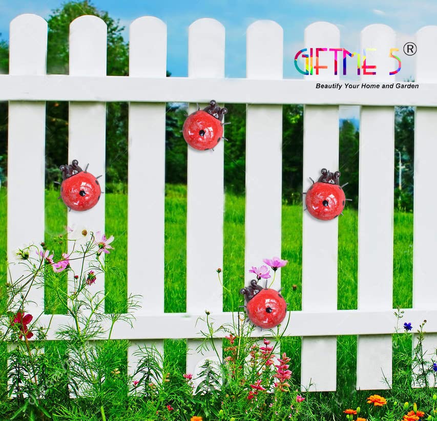 Ladybugs perched on a garden wall add playful charm to patios.
