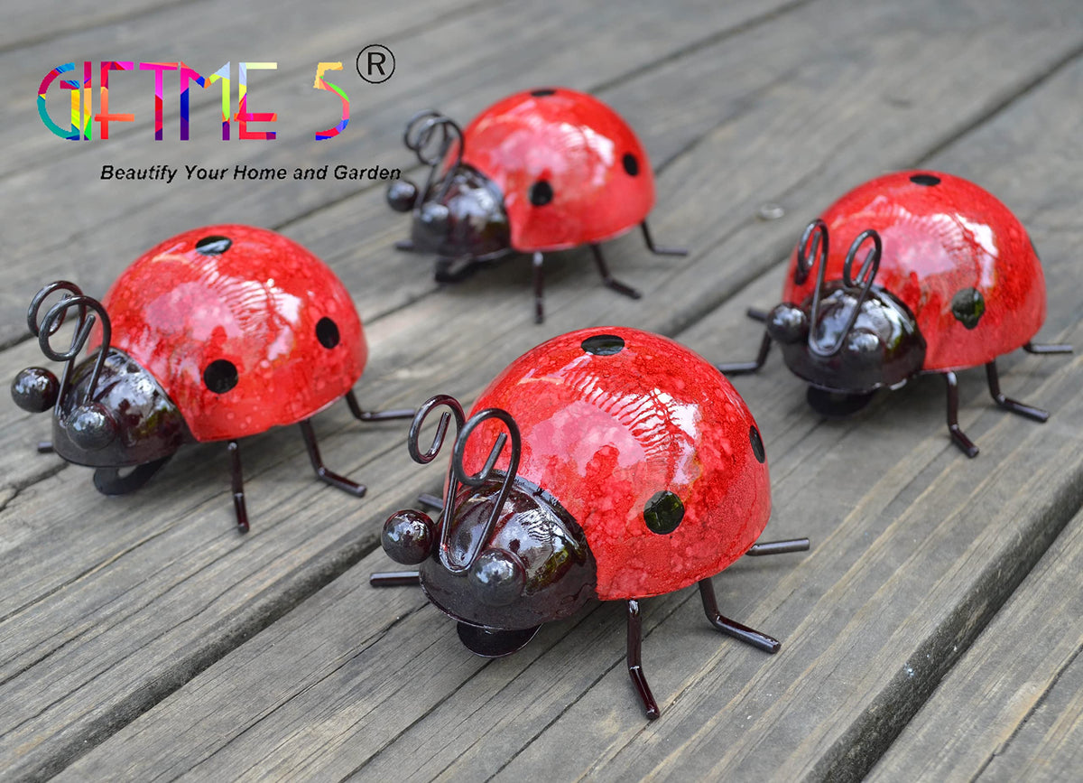 Close-up of glossy red ladybug details with waterproof coating for outdoor use.