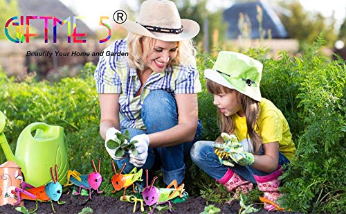 GIFTME 5 outdoor wall art features colorful grasshopper designs for garden whimsy.