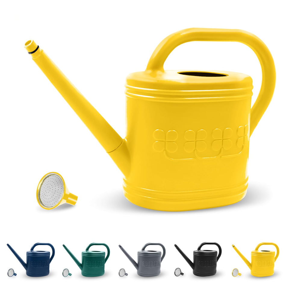Giftsfaloy 2-gallon watering can in yellow for outdoor garden use.