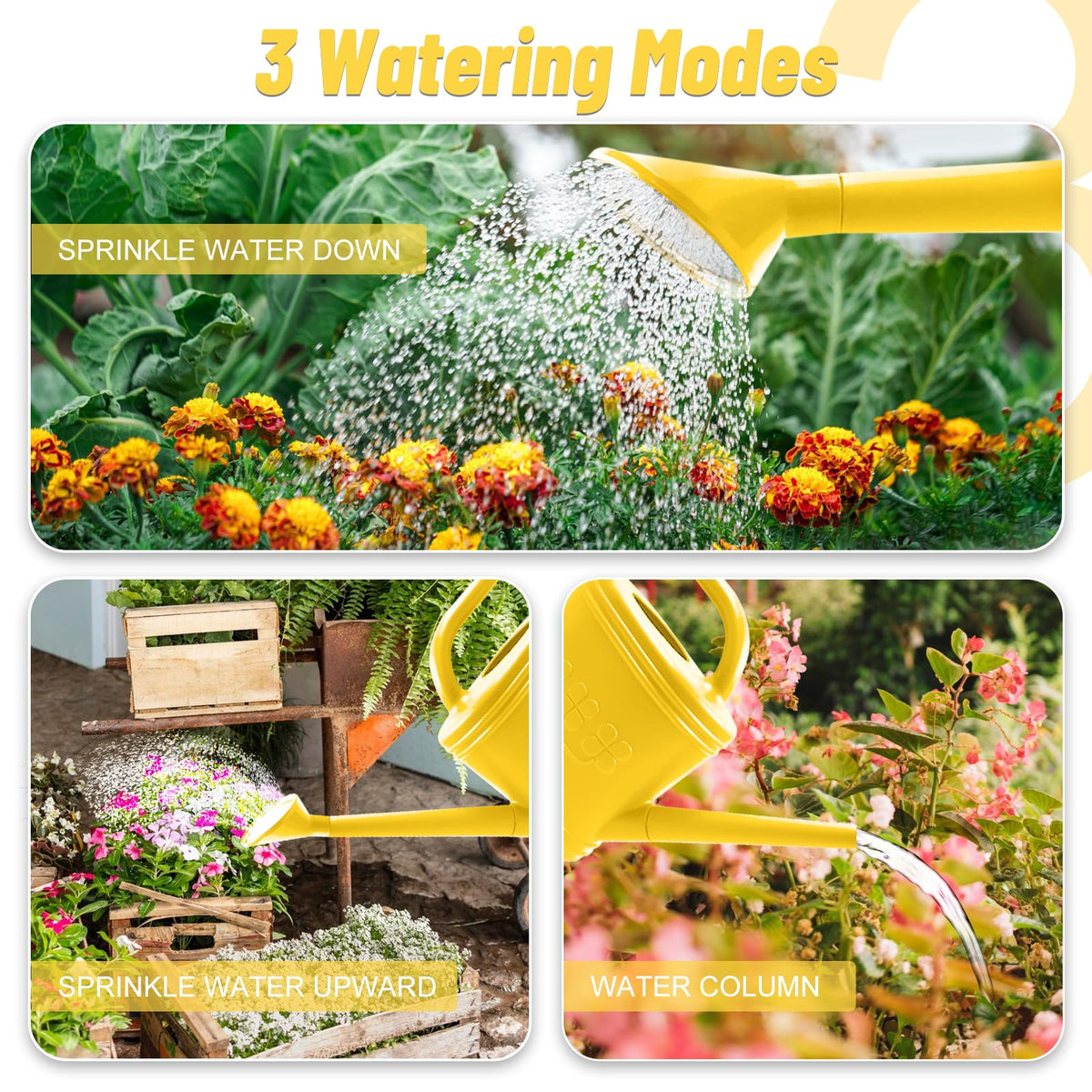 Giftsfaloy 2-gallon capacity reduces refills during garden watering.