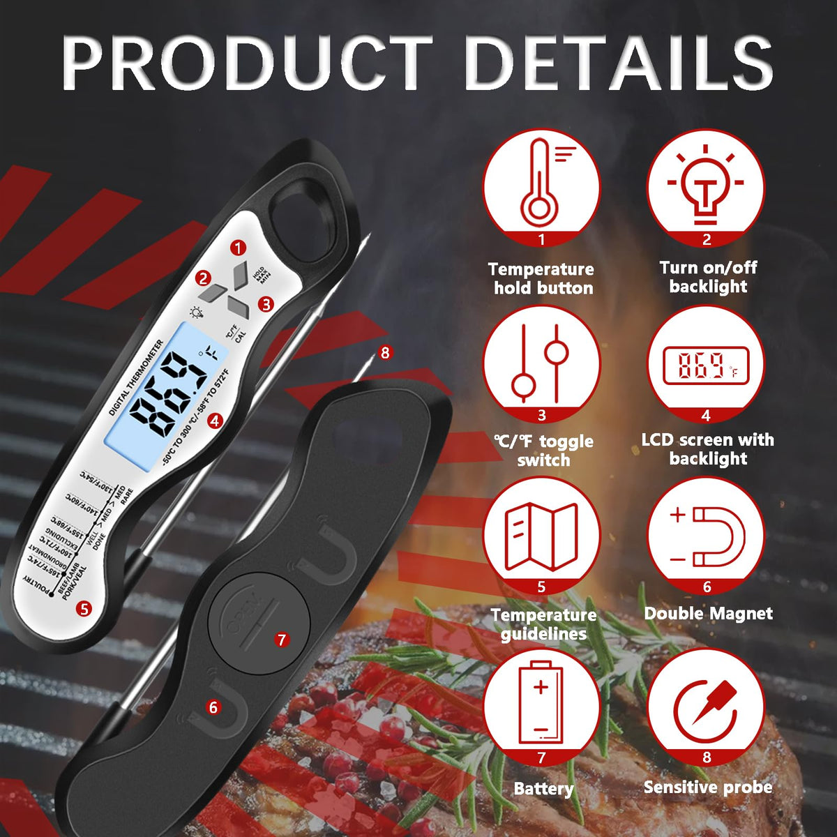 Giftsfaloy IP67 waterproof design stands up to splashes and easy cleaning