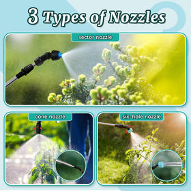 Giftsfaloy sprayer with three nozzles offering multiple spray patterns for plants and lawns.