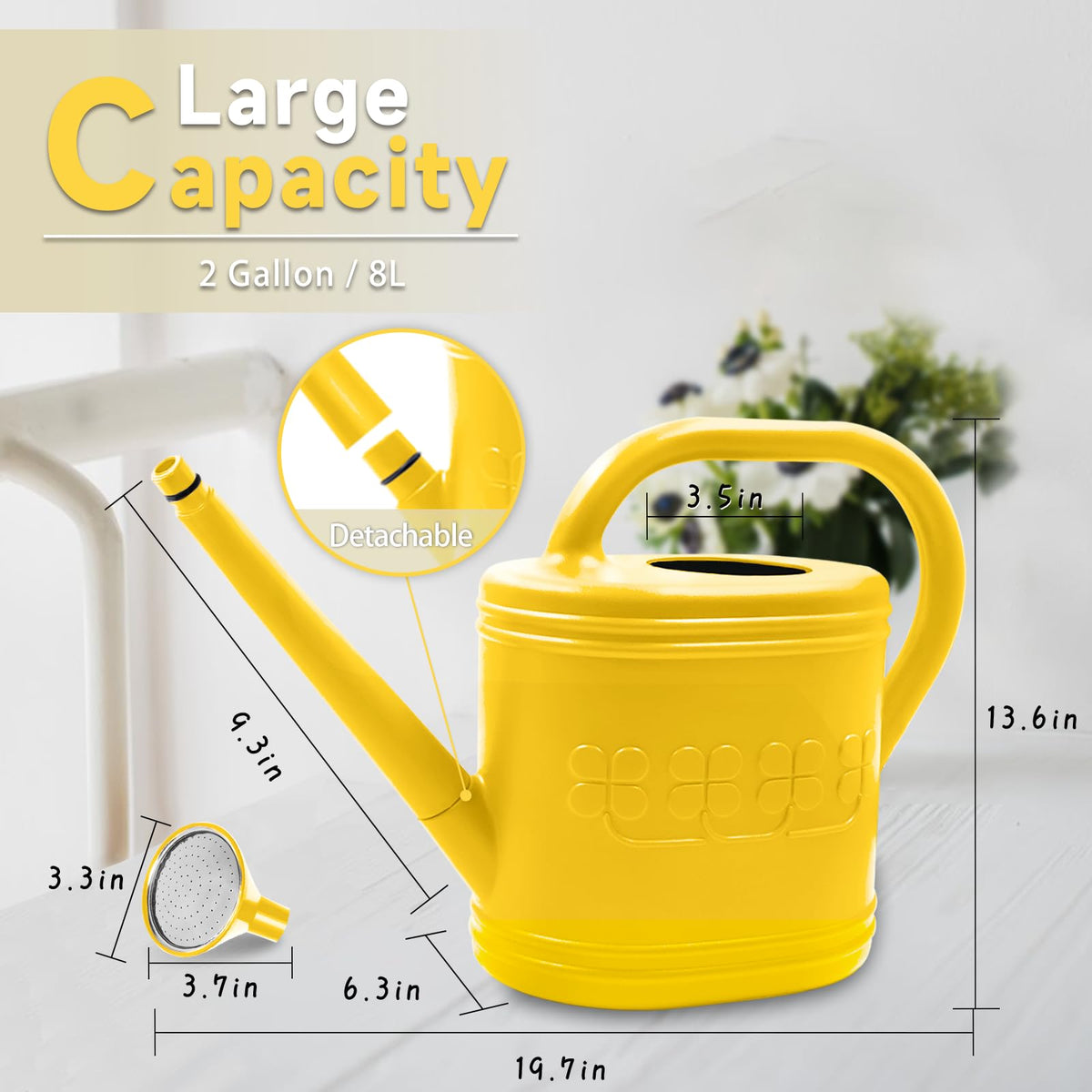 Giftsfaloy watering can features a removable long spout for precise reach.