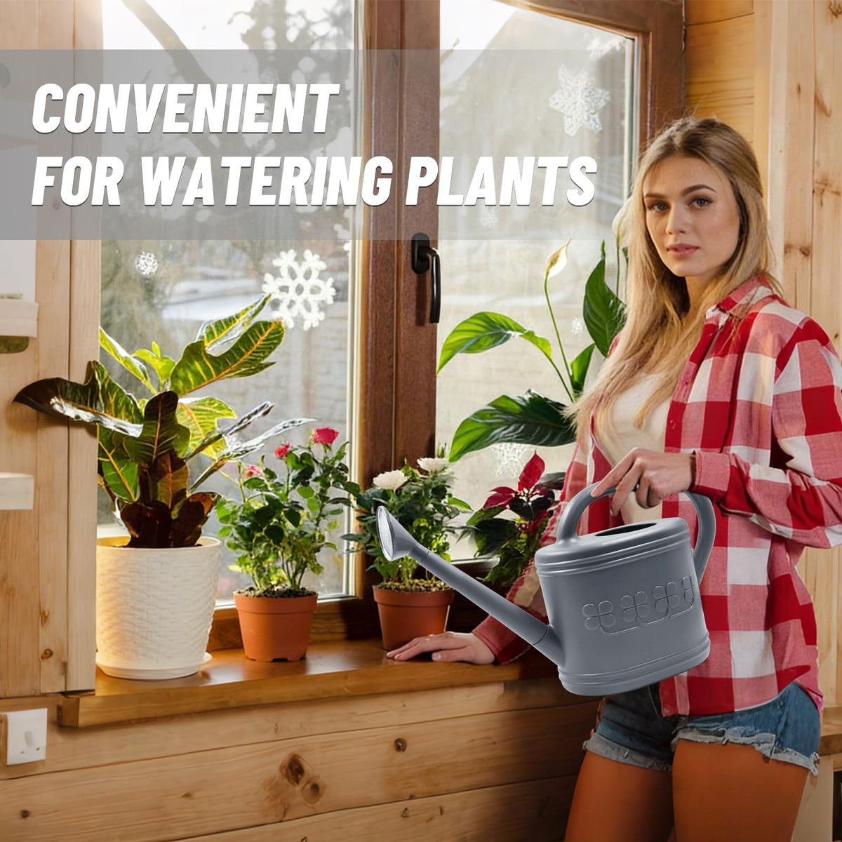 Giftsfaloy long-spout watering can enables precise root watering.
