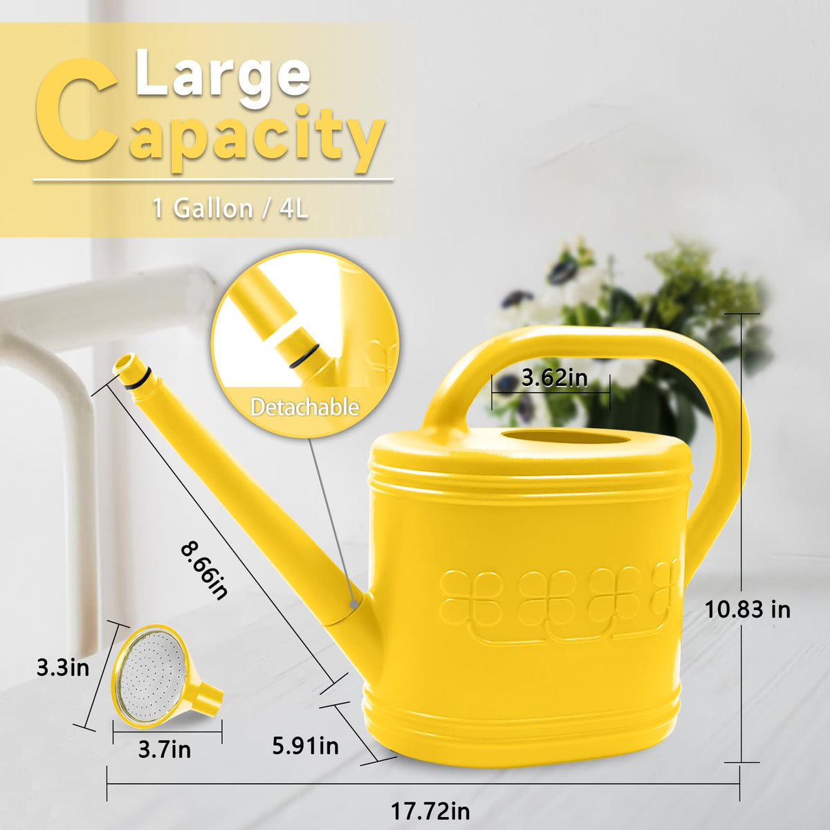 Giftsfaloy watering can with removable stainless steel shower head enables versatile modes.